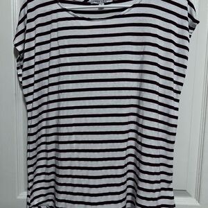 Green Envelope Black and White Striped Tee